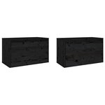 vidaXL Armoires murales 2 Pièces Noir 60x30x35 cm Bois de pin massif