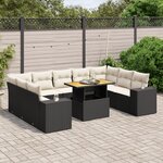 vidaXL Salon de jardin 10 Pièces avec coussins noir résine tressée