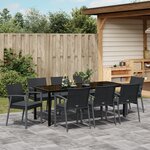 vidaXL Ensemble de salle à manger de jardin 9 pièces avec coussins en poly rotin noir