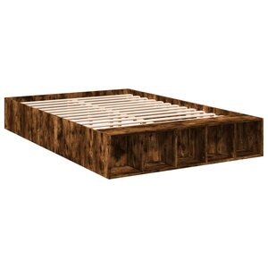 vidaXL Cadre de lit chêne fumé 140x190 cm bois d'ingénierie