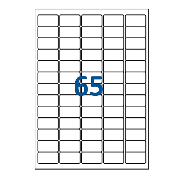 Lot de 3000 Planches étiquettes autocollantes sur feuille A4 : 38 1 x 21 2 mm (65 étiquettes par feuille)