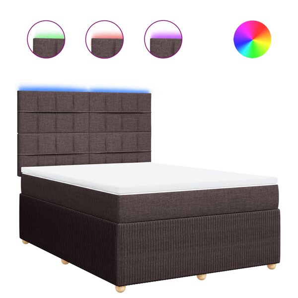vidaXL Sommier à lattes de lit avec matelas Marron foncé 140x190 cm