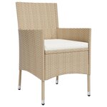 vidaXL Ensemble de bistro de jardin 3 Pièces coussins beige poly rotin