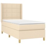 vidaXL Sommier à lattes de lit matelas et LED Crème 90x190 cm Tissu