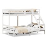 vidaXL Lit superposé 90x200/140x200 cm blanc bois de pin massif
