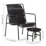 vidaXL Fauteuil de relaxation avec repose-pied Noir Cuir véritable