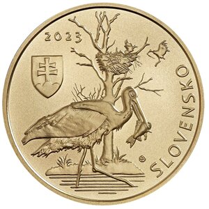 Pièce de monnaie 5 euro Slovaquie 2023 – Cigogne noire