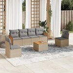 vidaXL Salon de jardin avec coussins 7 Pièces beige résine tressée
