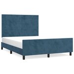vidaXL Cadre de lit avec tête de lit Bleu foncé 140x190 cm Velours