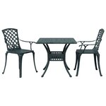 vidaXL Ensemble de bistro 3 Pièces vert aluminium coulé