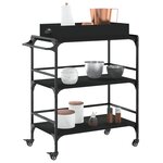 vidaXL Chariot de cuisine noir 81 5x41x92 5 cm bois d'ingénierie