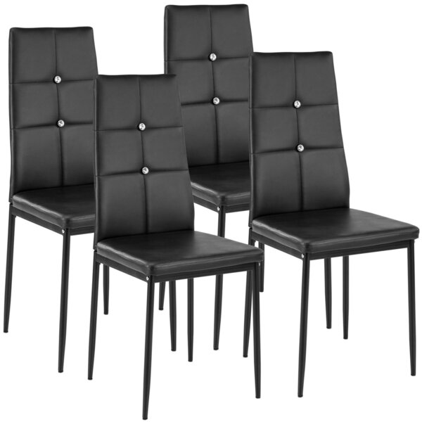 Lot de 4 chaises siège de salon cuisine salle à manger design élégant avec brillant noir 08_0000175