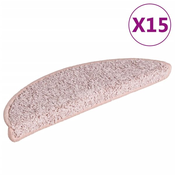 vidaXL Tapis de marches d'escalier 15 Pièces Rose clair 65x21x4 cm