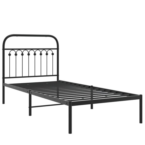 vidaXL Cadre de lit métal avec tête de lit noir 90x190 cm