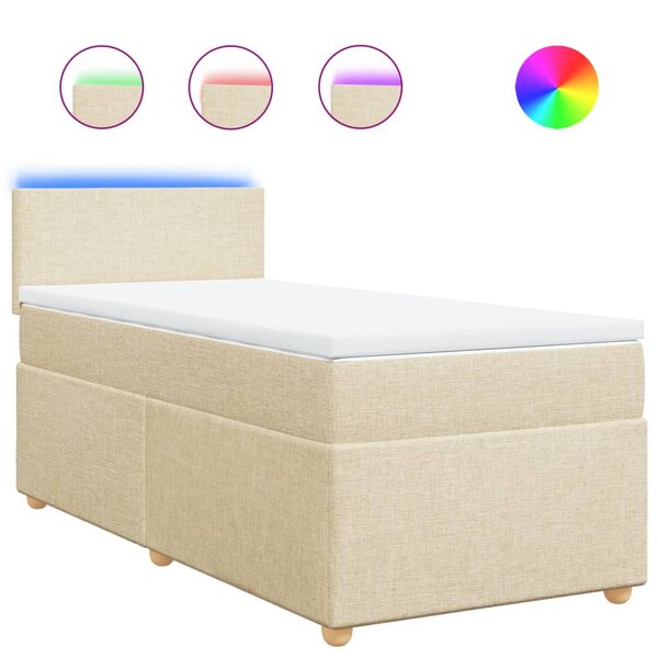 vidaXL Sommier à lattes de lit et matelas Crème 90x190 cm Tissu