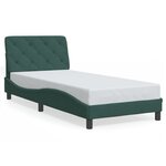 vidaXL Cadre de lit avec tête de lit Vert foncé 90x190 cm Velours