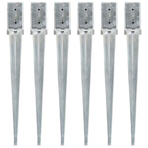 vidaXL Piquets au sol 6 Pièces Argenté 8x8x76 cm Acier galvanisé