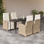 vidaXL Ensemble à manger de jardin avec coussins 5Pièces Beige poly rotin
