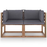vidaXL Canapé palette de jardin 2 places et coussins anthracite Pinède