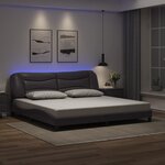 vidaXL Cadre de lit avec lumières LED gris 200x200 cm similicuir