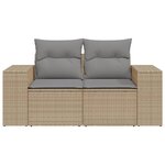 vidaXL Canapé de jardin avec coussins 2 places beige résine tressée