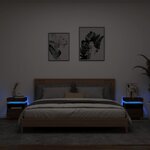 vidaXL Armoires de chevet avec lumières LED 2 Pièces chêne marron