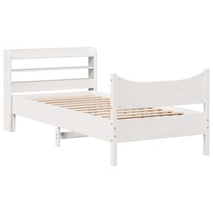 vidaXL Cadre de lit avec tête de lit blanc 90x200cm bois de pin massif