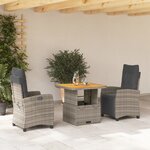 vidaXL Ensemble à manger de jardin 3 Pièces coussins gris résine tressée