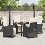 vidaXL Set de salle à manger de jardin 5 pièces Rattan poly noir