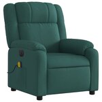 vidaXL Fauteuil de massage inclinable électrique Vert foncé Tissu