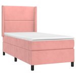 vidaXL Sommier à lattes de lit matelas et LED Rose 90x190 cm Velours