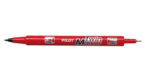 Marqueur TWIN MARKER BEGREEN indélibile rouge 2 pointes ogives:fine et moyenne PILOT