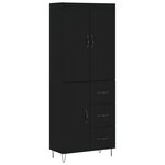 vidaXL Buffet haut Noir 69 5x34x180 cm Bois d'ingénierie
