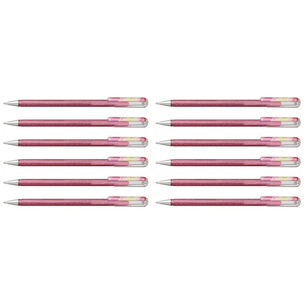 Roller encre gel métallique Dual Metallic Rose clair+ Vert/Or métallique x 12 PENTEL
