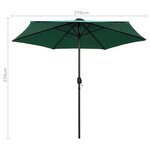 vidaXL Parasol de jardin avec lumières LED et mât en aluminium vert