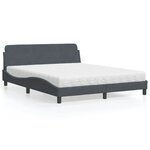 vidaXL Lit avec matelas gris foncé 160x200 cm velours
