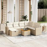 vidaXL Salon de jardin avec coussins 8 Pièces beige résine tressée