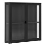 Vitrine suspendue 2 portes vitrées acier noir 80 x 18 x 80 cm