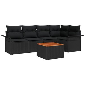 vidaXL Ensemble de canapé de jardin 6 Pièces Noir Poly rotin