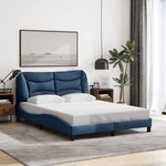 vidaXL Cadre de lit avec lumières LED bleu 140x200 cm tissu