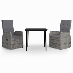 vidaXL Ensemble à manger de jardin avec coussins 3 Pièces Gris
