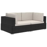 vidaXL Chaises d'angles lot de 2 avec coussins Résine tressée Noir