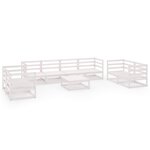 vidaXL Salon de jardin 9 Pièces Blanc Bois de pin massif