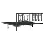vidaXL Cadre de lit métal avec tête de lit noir 180x200 cm
