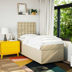 vidaXL Sommier à lattes de lit et matelas Crème 90x190 cm Tissu