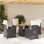vidaXL Ensemble à manger de jardin coussins 5Pièces Noir Résine tressée