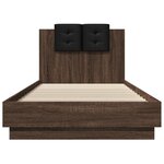 vidaXL Cadre de lit tête de lit et lumières LED chêne marron 90x200 cm