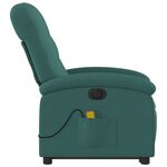 vidaXL Fauteuil inclinable de massage électrique Vert foncé Tissu