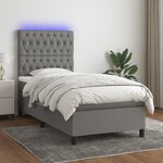 vidaXL Sommier à lattes de lit et matelas et LED Gris foncé 100x200 cm