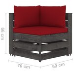 vidaXL Salon de jardin 10 Pièces avec coussins Bois imprégné de gris